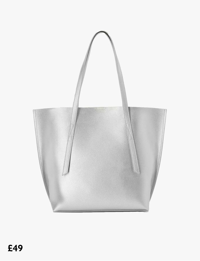 John Lewis ANYDAY, Sia East/West Minimal Tote Bag, Silver, £49