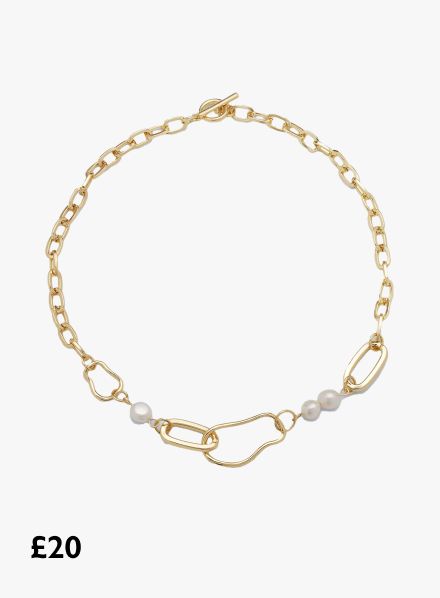 John Lewis Irregular Link and Freshwater Pearl Statement Necklace, £20