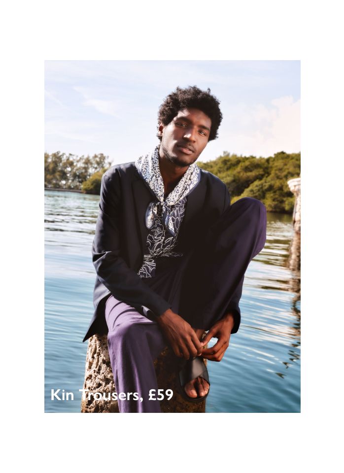 Kin Pleated Trousers, Dark Navy, £59