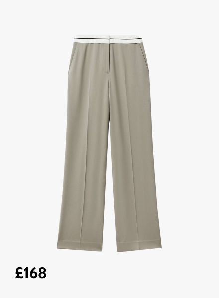 Reiss Whitley Wool Blend Wide Leg Trousers, Green, £168