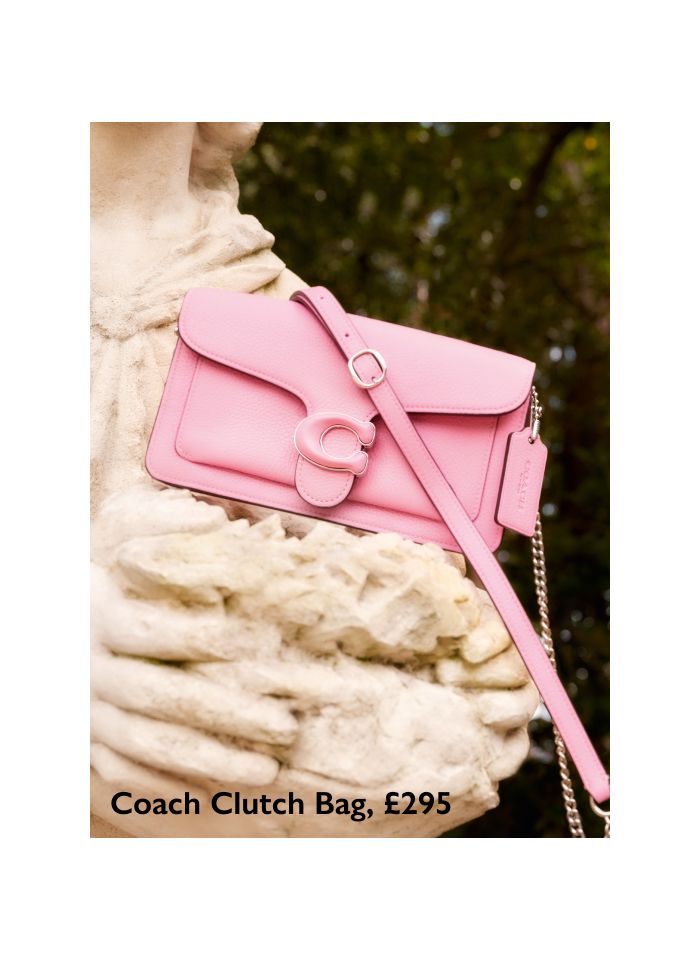 Coach Tabby Chain Leather Clutch Bag, Vivid Pink, £295