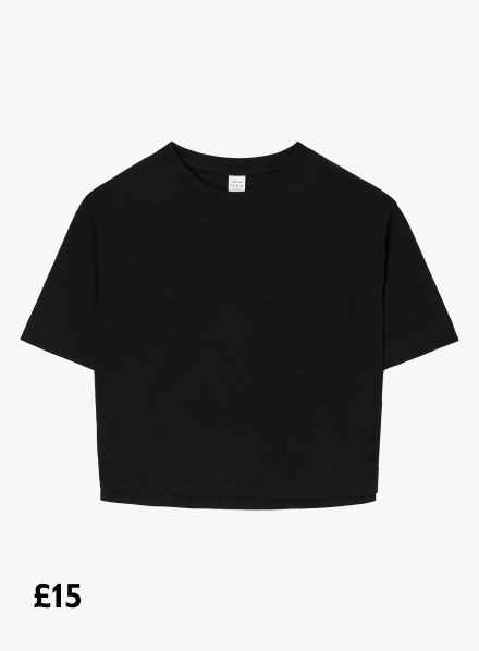 John Lewis Relaxed Organic Cotton Top, Black, £15