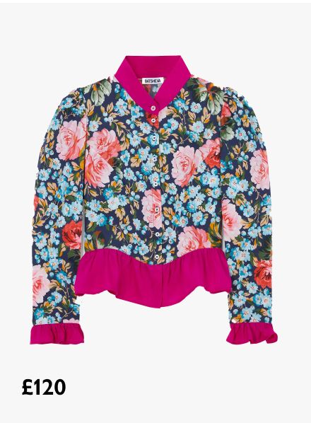 Batsheva x Laura Ashley Grace Emilia Floral Shirt, Pink/Multi, £120