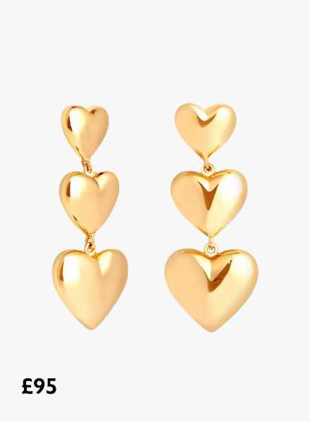 Astrid & Miyu Bubble Heart Drop Earrings, Gold, £95
