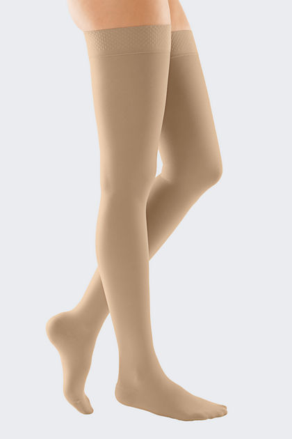 DUOMED soft thigh length compression stockings