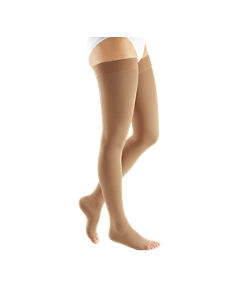 Medi Mediven Plus Class 2 Black Left Leg Stocking Open Toe with Waist  Attachment - Compression Stockings