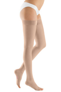 18MM Sheer Mock Over The Knee Suspender Tights Pantyhose Stockings  (Beige/Black) : : Fashion