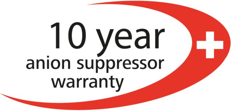 10 Year Anion suppressor warranty, logo, tif