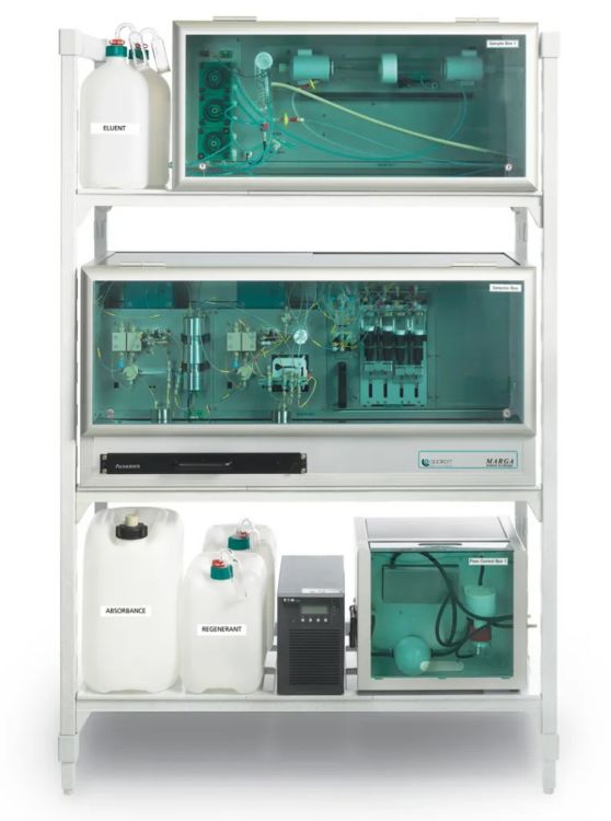 El sistema de monitoreo de aire original MARGA 1S, desarrollado en la década de 1990 por Metrohm Process Analytics.