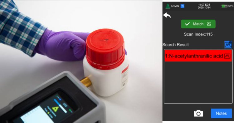 TacticID-1064 ST measurement through HDPE bottle and match result for N-acetylanthranilic acid