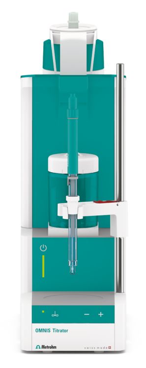 OMNIS Advanced Titrator equipped with a dEcotrode plus for the potentiometric determination of Kjeldahl nitrogen in water.