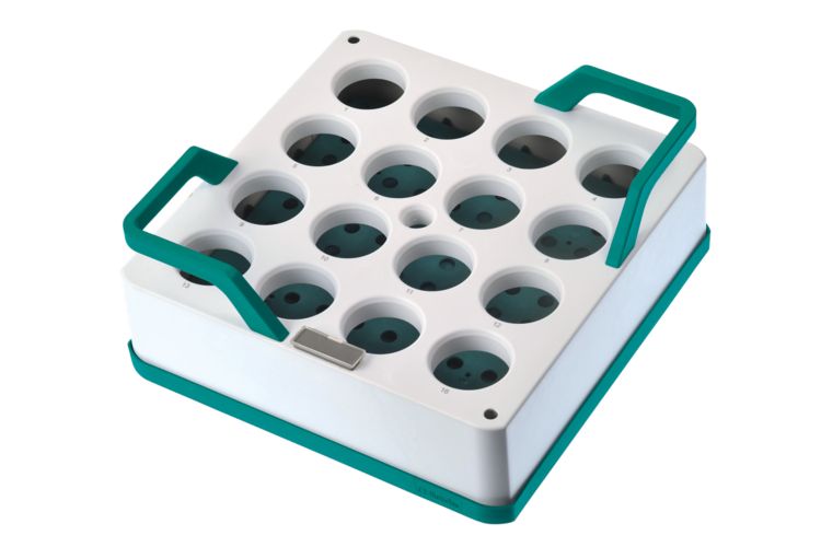 OMNIS sample rack, 16 x 120 mL, (PP)