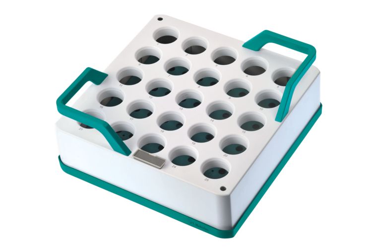 OMNIS sample rack, 25 x 75 mL, (PP)