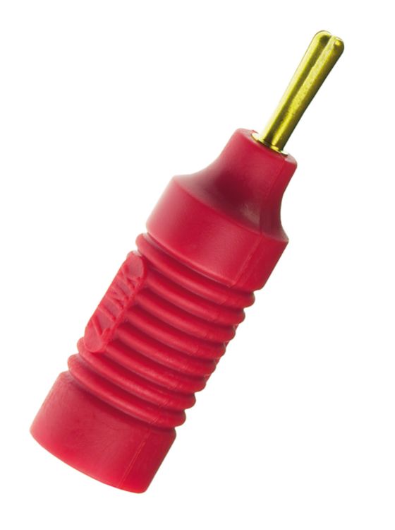 Adaptateur rouge  fiche 2 mm  / prise 4 mm