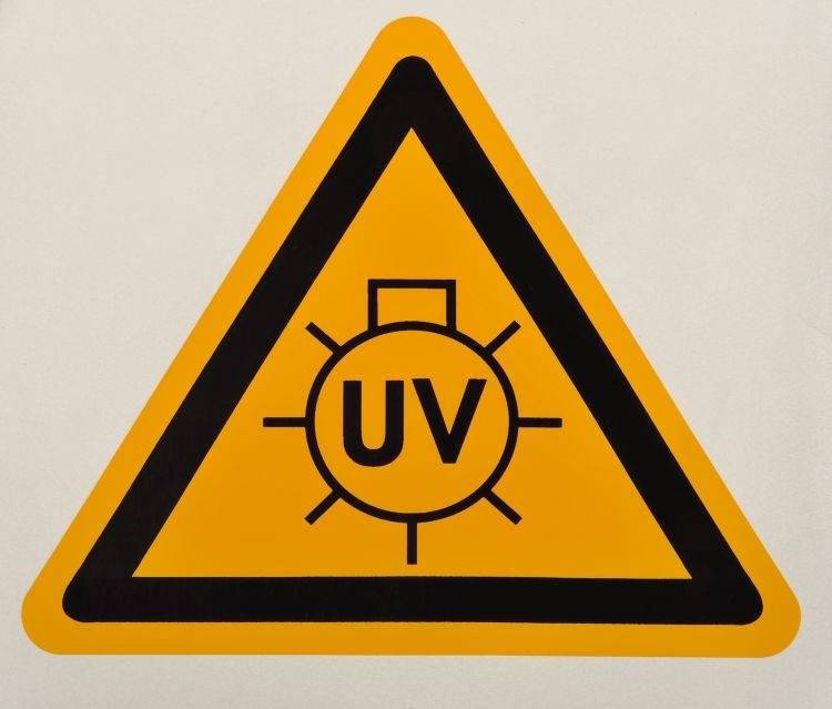 Placa de advertencia de rayos UV