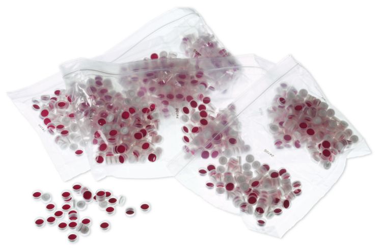 Snap cap with red/white septum, 1000 pieces