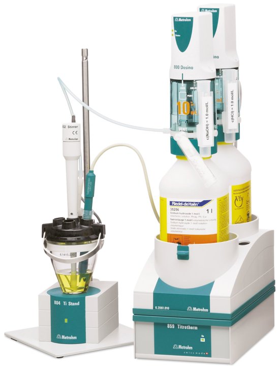 El 859 Titrotherm equipado con un Thermoprobe HF.