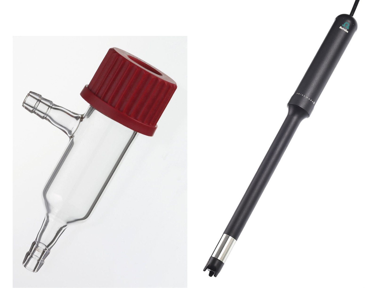 Used flow-through cell (left) and O2-Lumitrode (right).