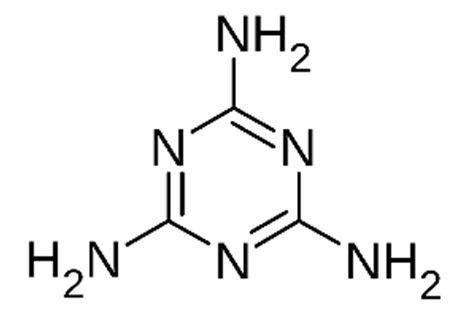 Melamine’s nitrogen-rich structure.
