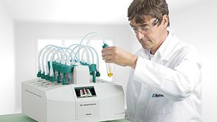 Lab technician analyzing the oxidation stability of an oil sample