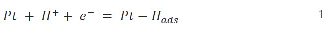 Reaction equation for hydrogen under-potential deposition (HUPD)