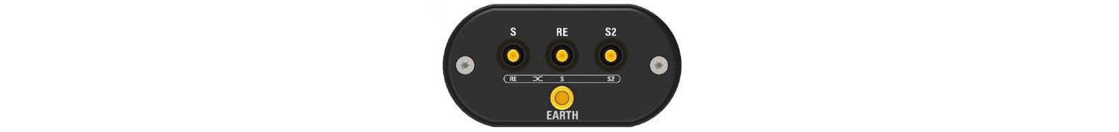 Shown here is the buffer box (part of the Pure Signal Bridge) with connections for the EARTH ground, as well as the Adaptive Cables of the sense (S), reference (RE), and second sense (S2).