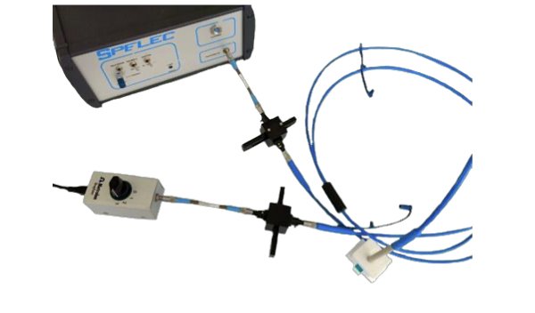 The SPELEC setup used for the fluorescence spectroelectrochemistry measurements