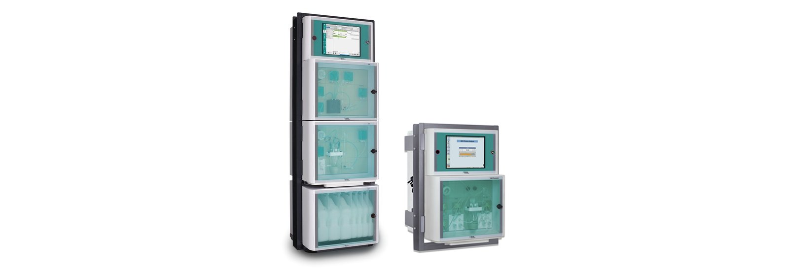 Metrohm Process Analytics offers the 2060 Process  Analyzer (left) and the 2035 Process Analyzer (right) for  continuous online brine monitoring in chlor-alkali plants