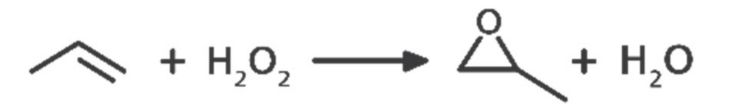  Gesamtreaktion der Epoxidierung von Propylen mit Wasserstoffperoxid (HPPO). 