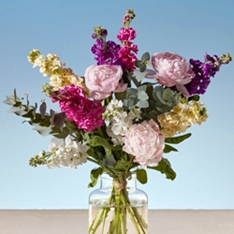 Peony & Stock Pink & Cream Bouquet                                                                                              