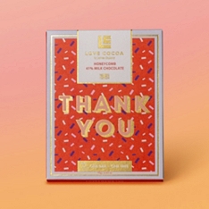 The Thank You Honeycomb Milk Chocolate Bar by Love Cocoa                                                                        