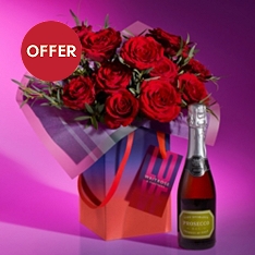 Valentine’s Day Red Rose Gift Bag with Prosecco                                                                               