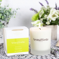 AromaWorks Restful 3 Wick Lavender & Ho Wood Candle                                                                             