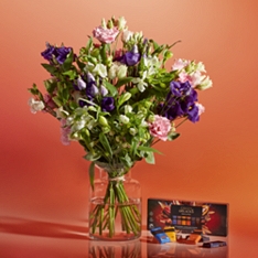 Alstroemeria & Lisianthus Bouquet with Green & Black's chocolates                                                               