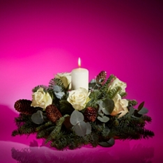 Festive Nordic White Candle Centrepiece                                                                                         