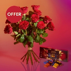 Valentine’s Day Upper Class Roses with Green & Blacks Miniature Chocolates                                                    