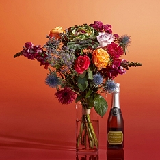 The Autumn Rose Sunset Bouquet with Prosecco                                                                                    